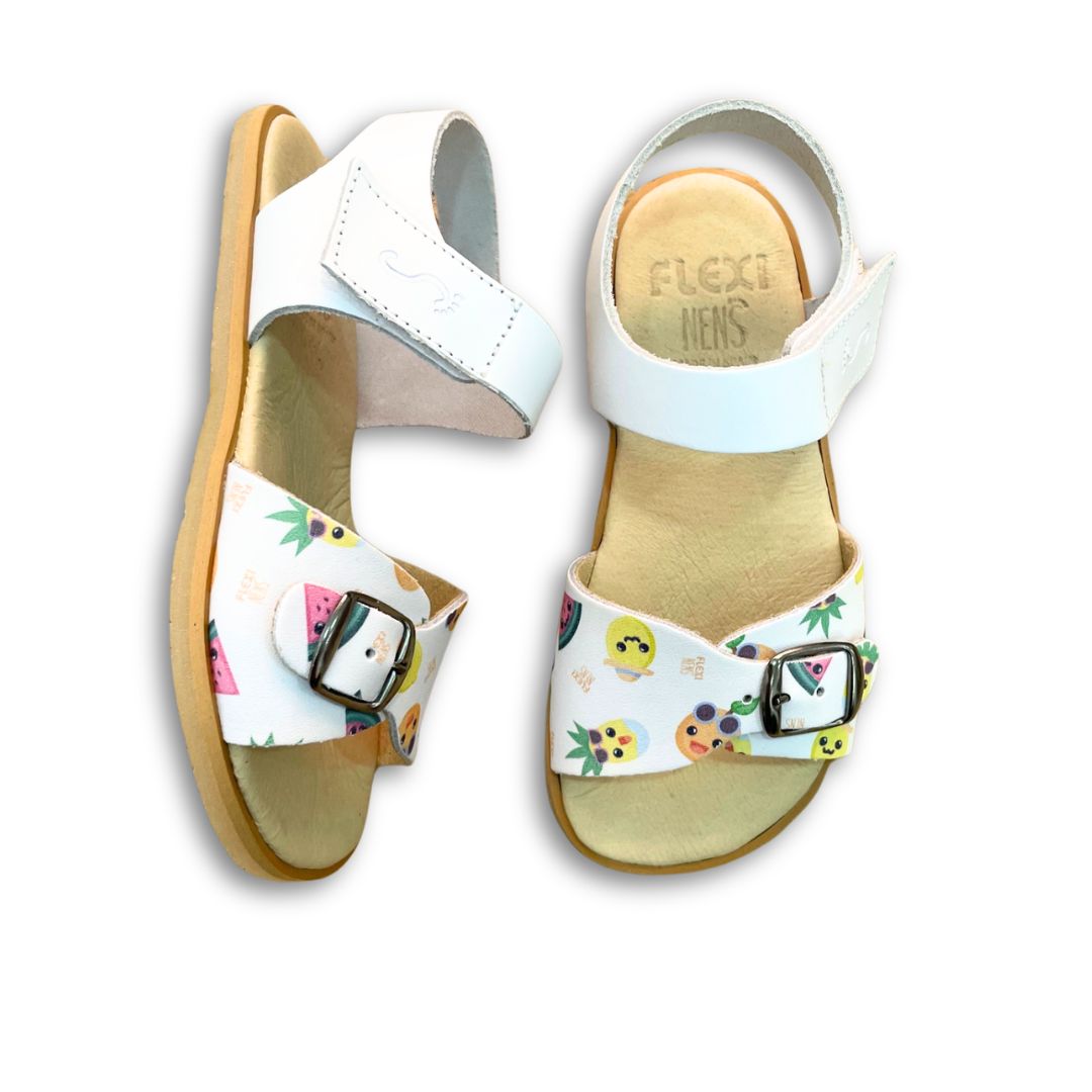 Sandalias Barefoot 5183-Li - Flexinens - Piel - Blanco Estampado