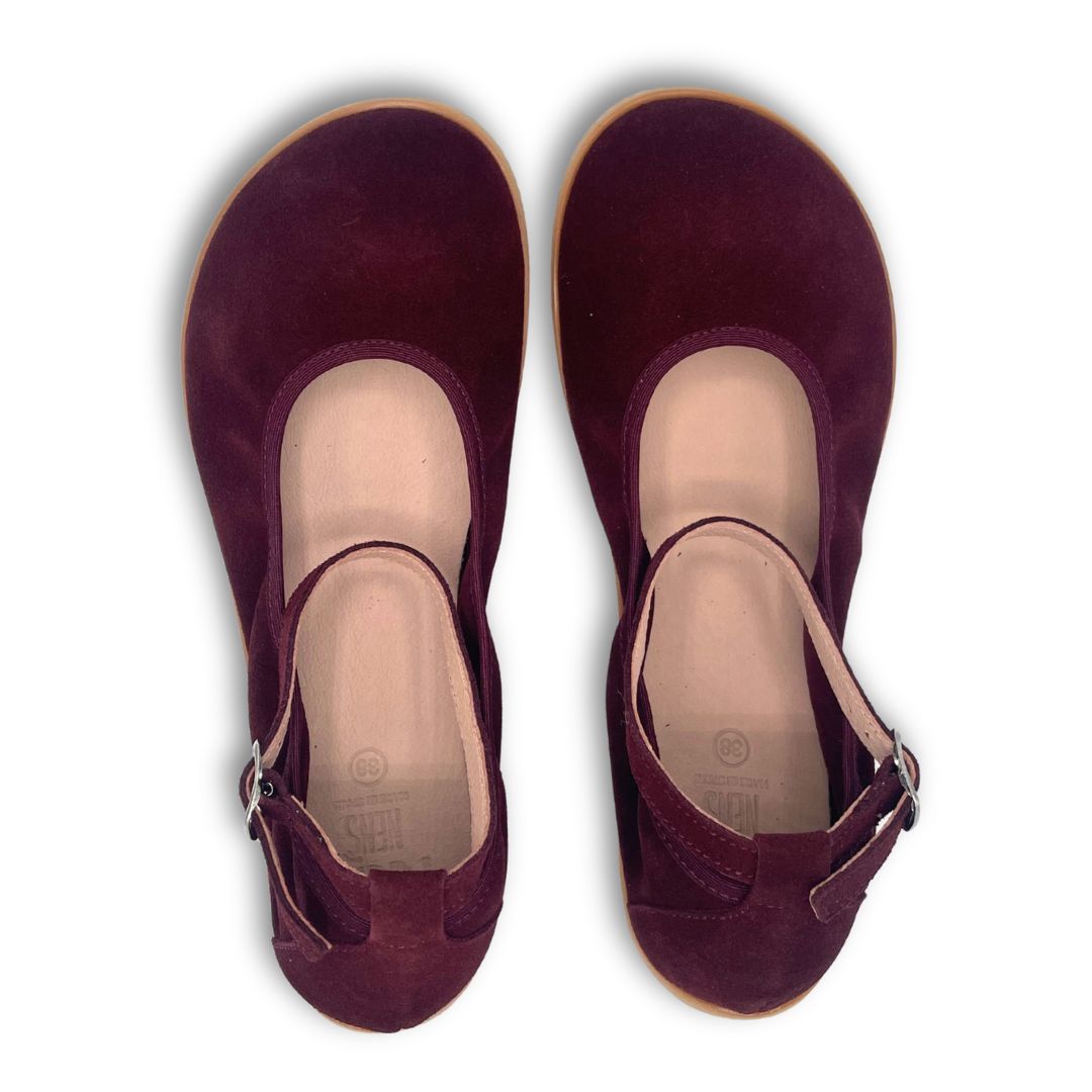 Bailarinas Merceditas Barefoot Adulto - FlexiNens - Serraje Burdeos  8250-C