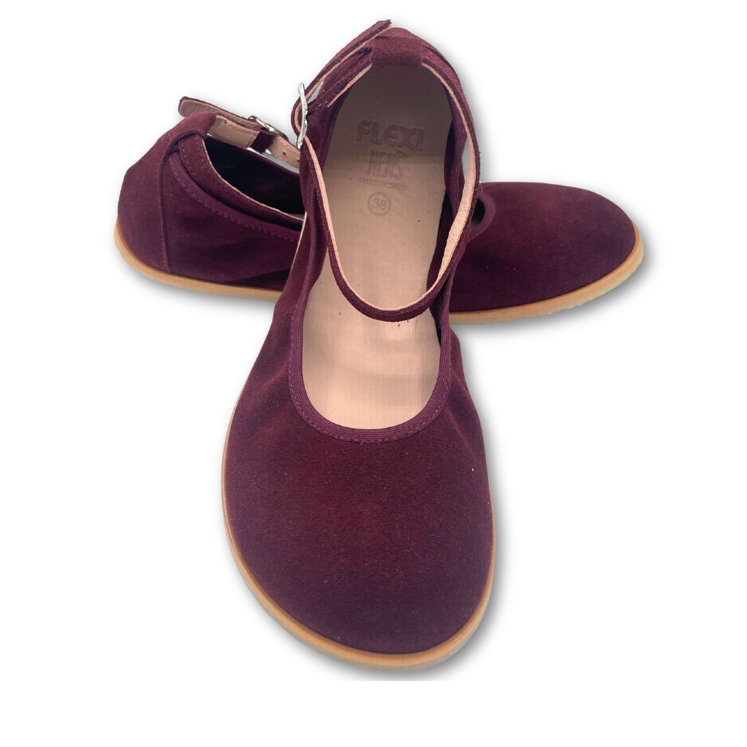 Bailarinas Merceditas Barefoot Adulto - FlexiNens - Serraje Burdeos  8250-C