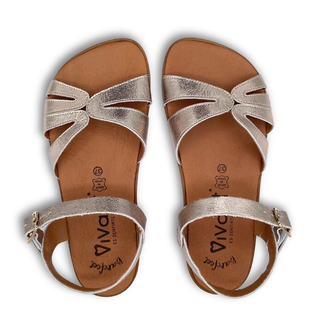 Sandalia Barefoot Adulto - Vivant - V-Velvet Metal Platino