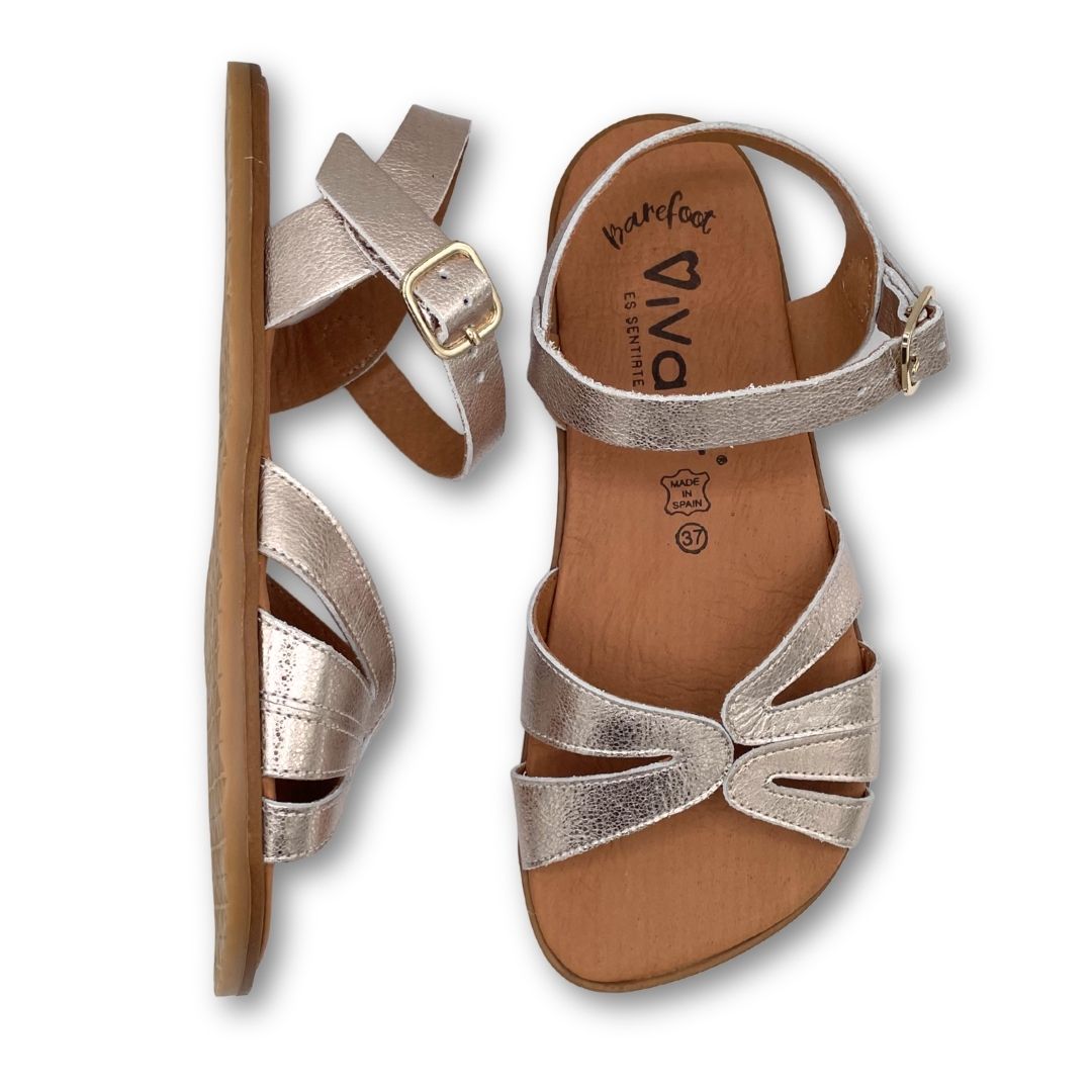 Sandalia Barefoot Adulto - Vivant - V-Velvet Metal Platino