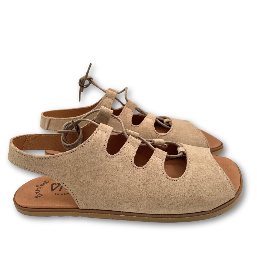 Sandalia Barefoot Adulto - Vivant - Ébano Serraje Camello