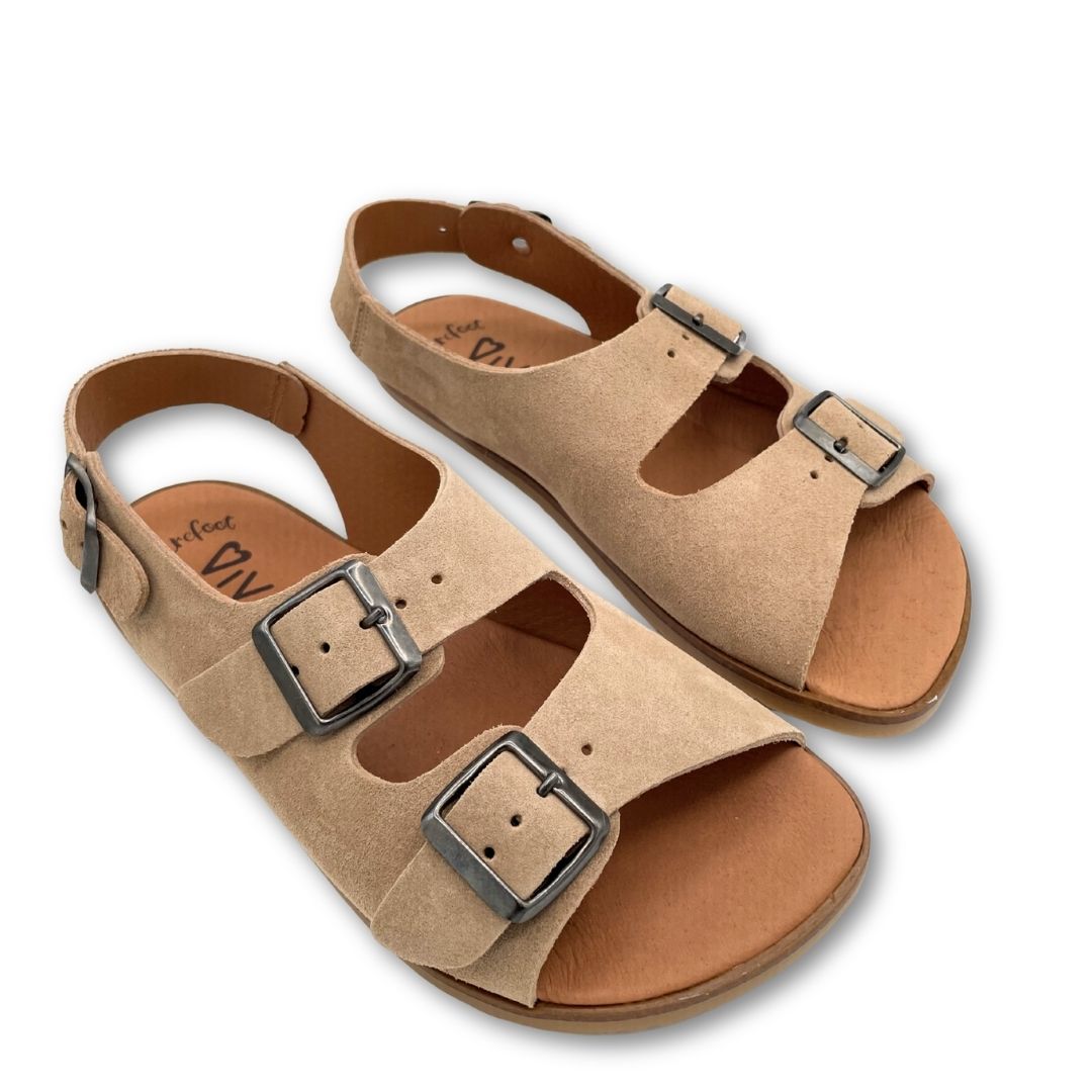 Sandalia Barefoot Mujer - Vivant - Semilla Serraje Camello