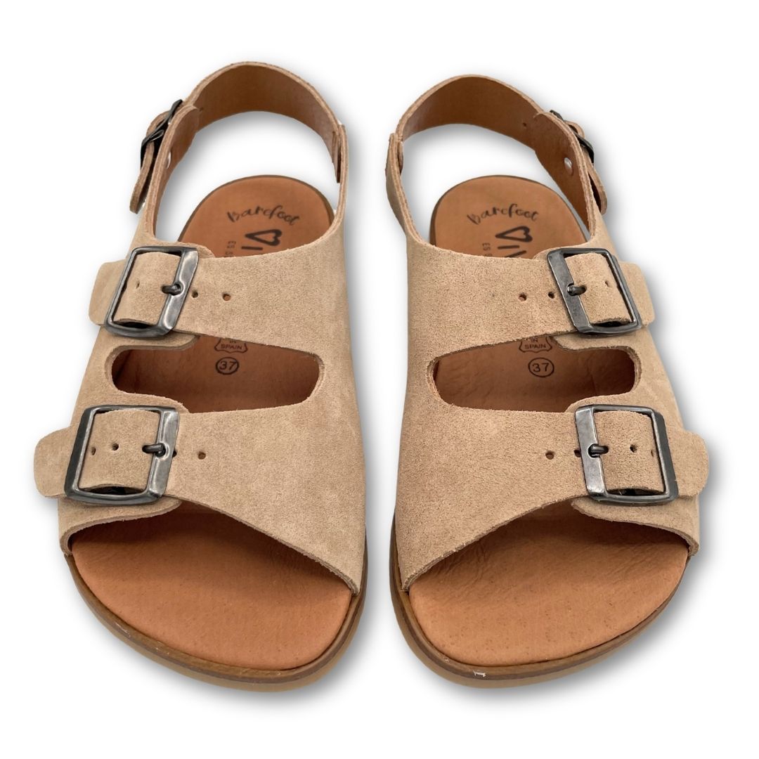 Sandalia Barefoot Mujer - Vivant - Semilla Serraje Camello