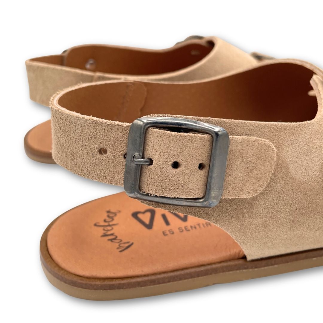 Sandalia Barefoot Mujer - Vivant - Semilla Serraje Camello