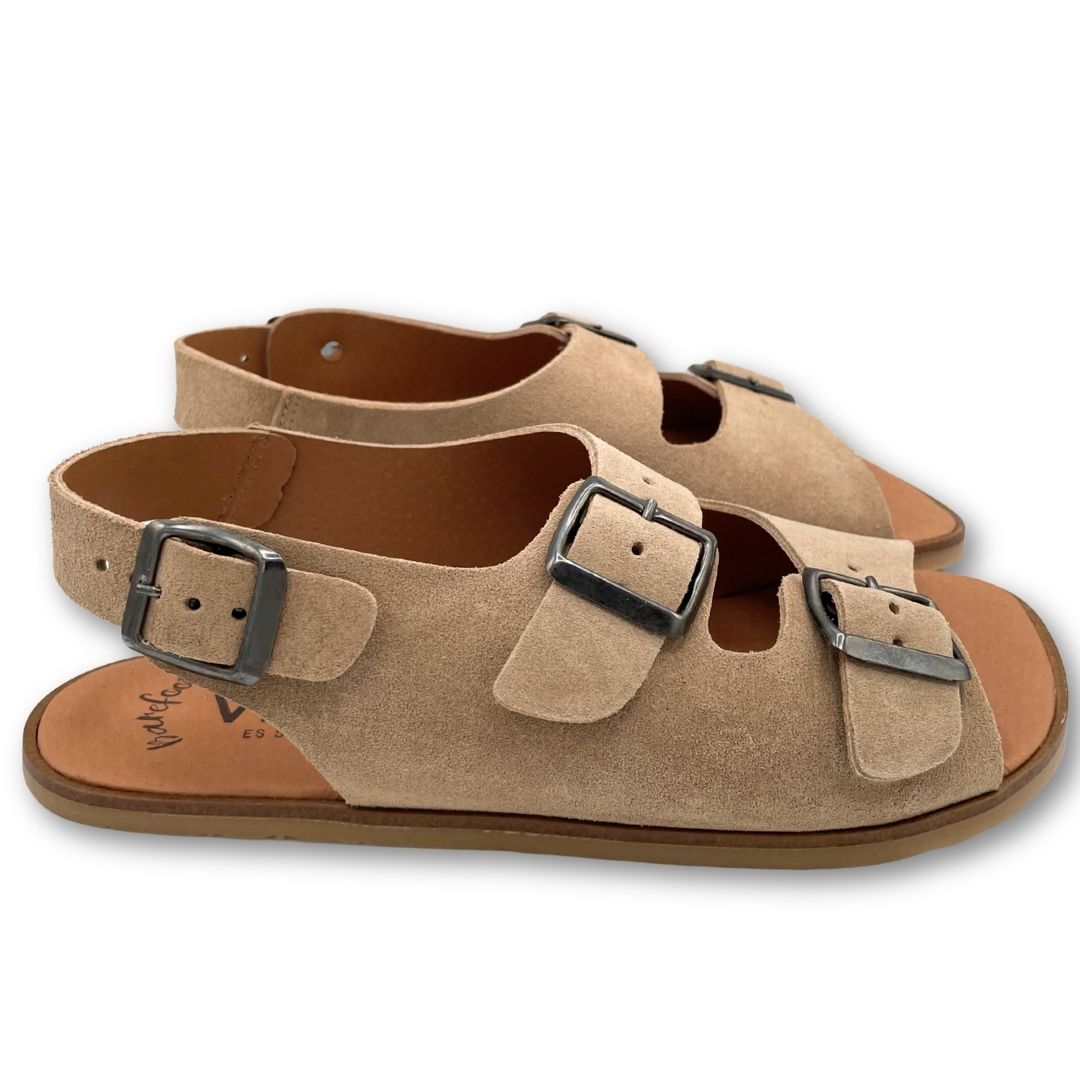 Sandalia Barefoot Mujer - Vivant - Semilla Serraje Camello