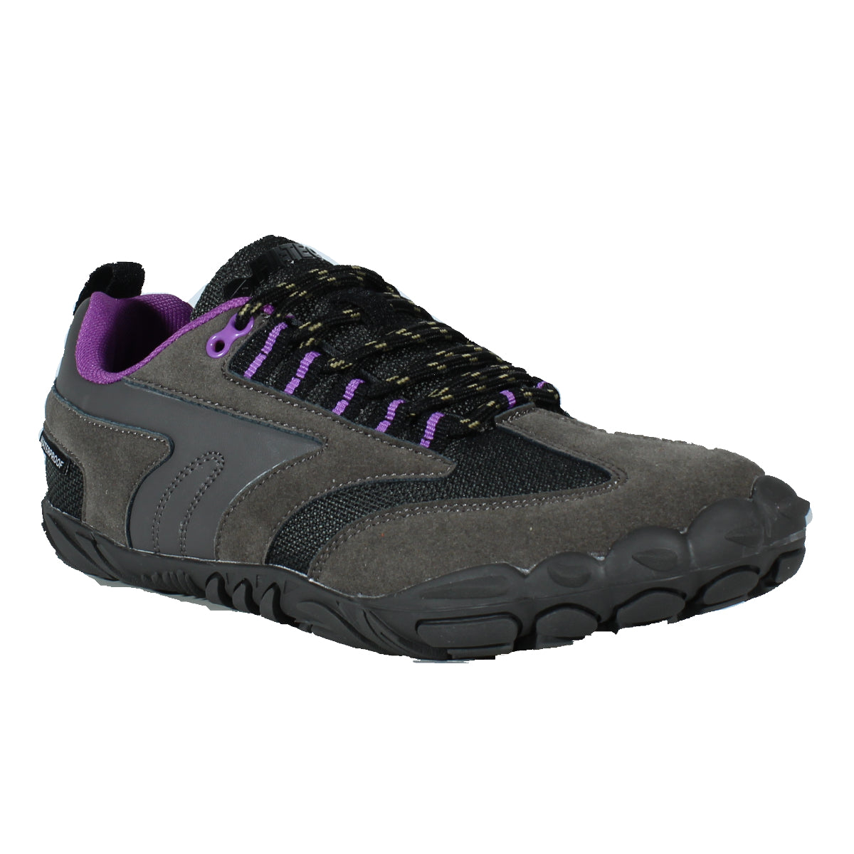 Zapatillas Impermeables Trekking Barefoot - Hi-Tec - Fígaro Low WP Gris Púrpura Mujer