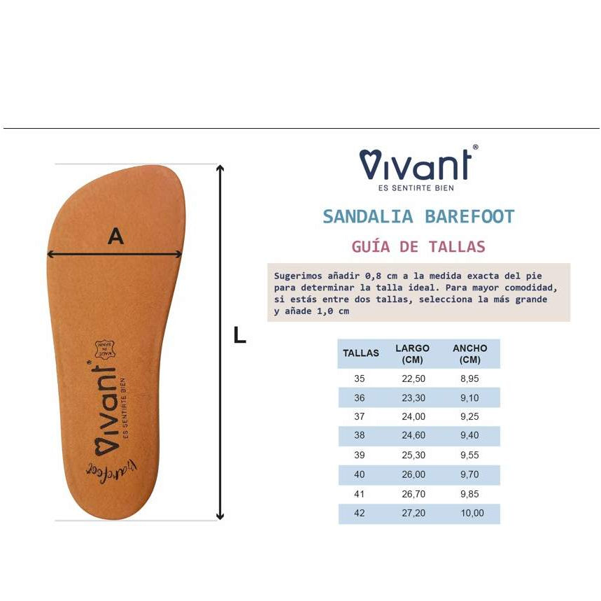 Sandalia Barefoot Mujer - Vivant - Semilla Serraje Camello